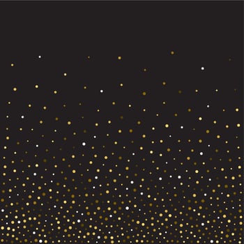 Golden glitter shine texture on a black background. Golden explosion of Confetti. Golden abstract particles on a dark background. Isolated Holiday Design elements. Vector illustration.