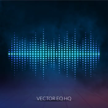 Vector digital equalizer with colored lights and smoky background. Vector illustration can be used for interfaces in web design, Wallpapers, postcards and musical banners
