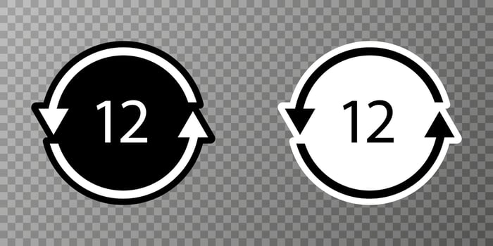 Battery recycling symbol 12 Li. Vector illustration