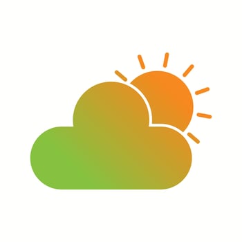 Unique Sun and Cloud Vector Glyph Icon