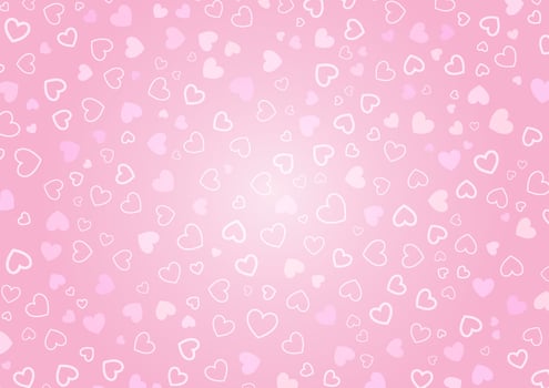 Cute valentine hearts random pink background vector