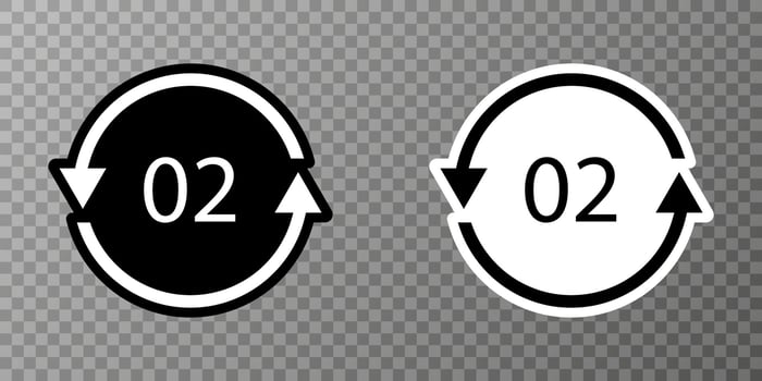 HDPE 02 recycling code symbol. Plastic recycling vector polyethylene sign.