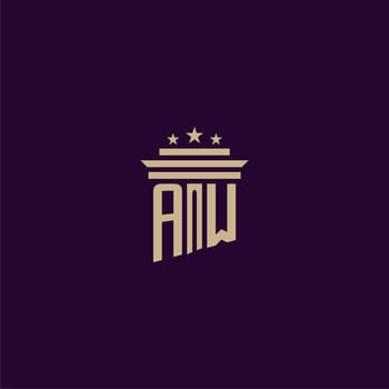AW initial monogram logo design for lawfirm lawyers with pillar vector image