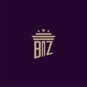 BZ initial monogram logo design for lawfirm lawyers with pillar vector image