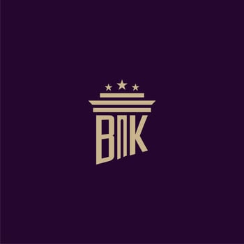 BK initial monogram logo design for lawfirm lawyers with pillar vector image