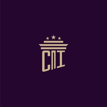 CI initial monogram logo design for lawfirm lawyers with pillar vector image