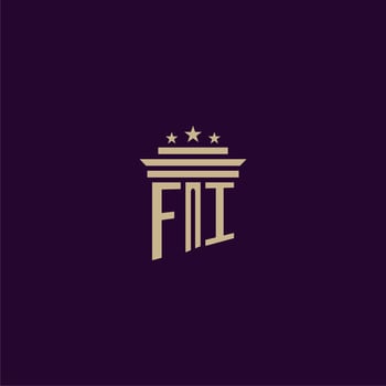 FI initial monogram logo design for lawfirm lawyers with pillar vector image