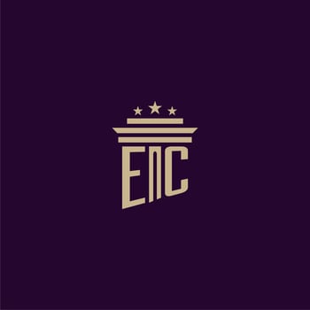 EC initial monogram logo design for lawfirm lawyers with pillar vector image