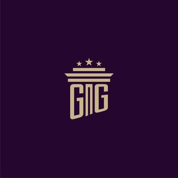 GG initial monogram logo design for lawfirm lawyers with pillar vector image