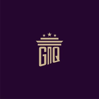 GQ initial monogram logo design for lawfirm lawyers with pillar vector image
