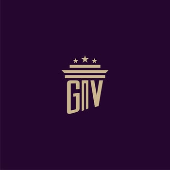 GV initial monogram logo design for lawfirm lawyers with pillar vector image
