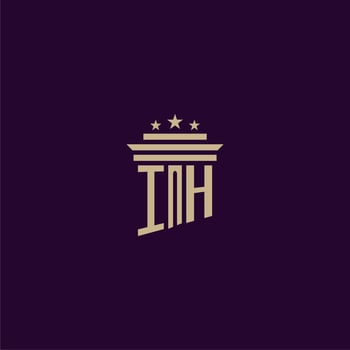 IH initial monogram logo design for lawfirm lawyers with pillar vector image