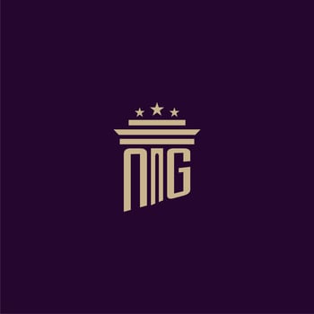 NG initial monogram logo design for lawfirm lawyers with pillar vector image