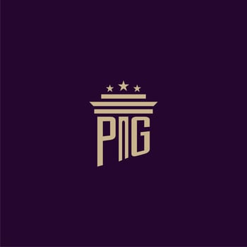 PG initial monogram logo design for lawfirm lawyers with pillar vector image