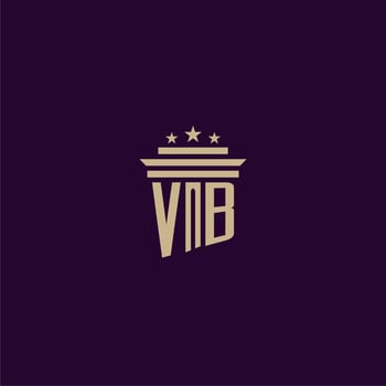 VB initial monogram logo design for lawfirm lawyers with pillar vector image