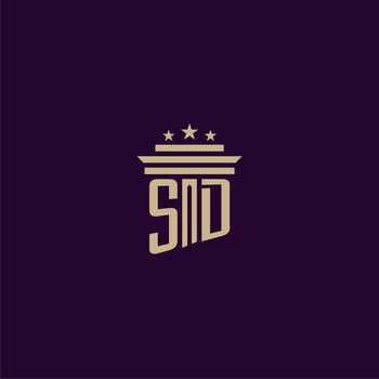 SD initial monogram logo design for lawfirm lawyers with pillar vector image