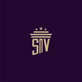 SV initial monogram logo design for lawfirm lawyers with pillar vector image