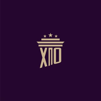 XO initial monogram logo design for lawfirm lawyers with pillar vector image