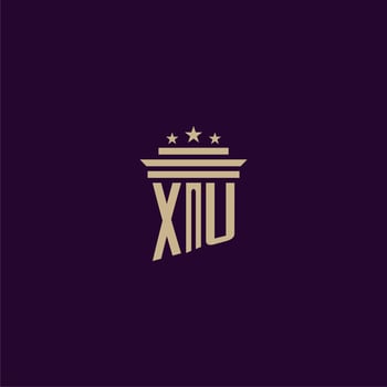 XU initial monogram logo design for lawfirm lawyers with pillar vector image