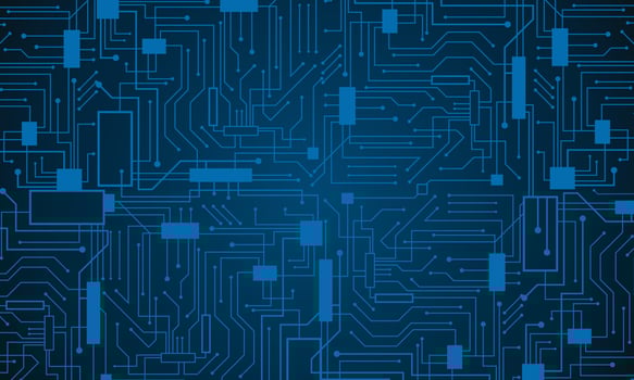 Blue gradient circuit board background. Technology background vector