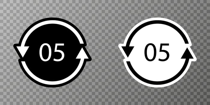 Plastic recycle symbol PP 5 vector icon.