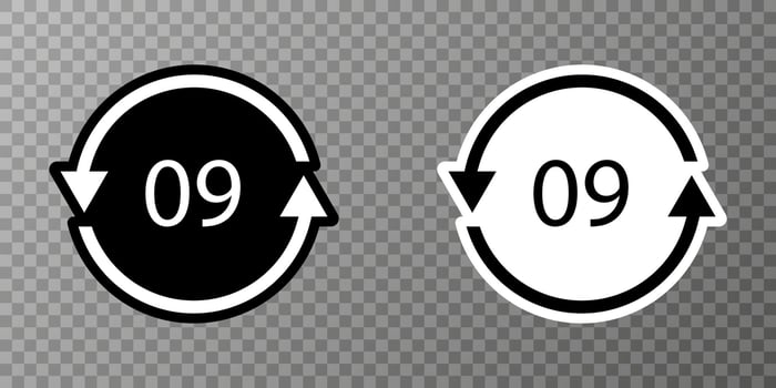 Plastic recycle symbol ABS 9 vector icon. Plastic recycling code ABS 09.