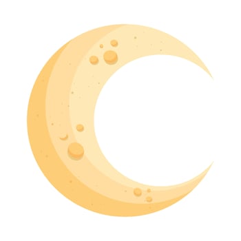 yellow crescent moon vector