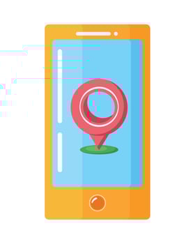 smartphone with gps application vector