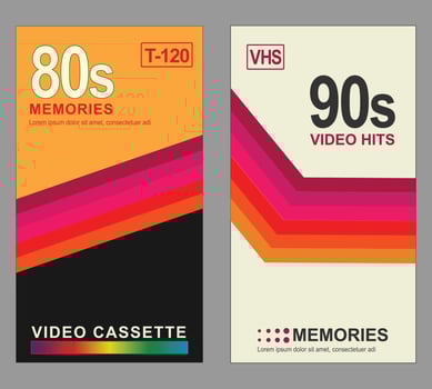 two vhs cassette covers in vector