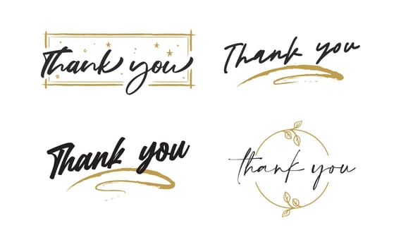 Set of custom THANK YOU hand lettering designs. vector