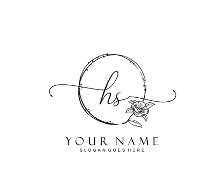 Initial HS beauty monogram and elegant logo design, handwriting logo of initial signature, wedding, fashion, floral and botanical with creative template. vector