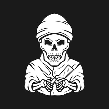 the hibachi skull chef mascot logo vector illustration