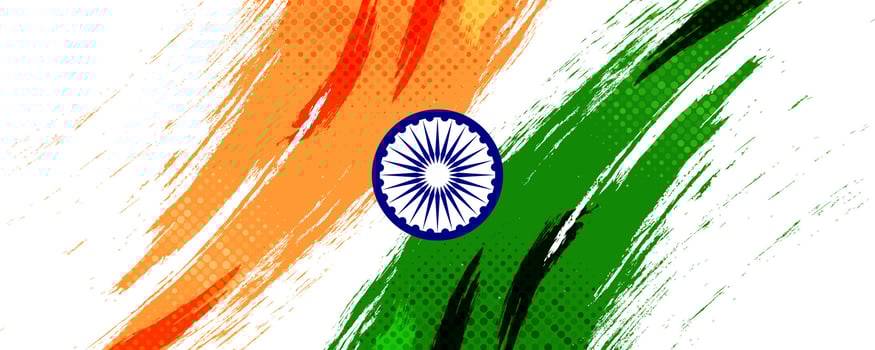 India Flag Background with Brush Style and Halftone Effect. Indian Tricolor National Flag Illustration with Grunge Concept vector