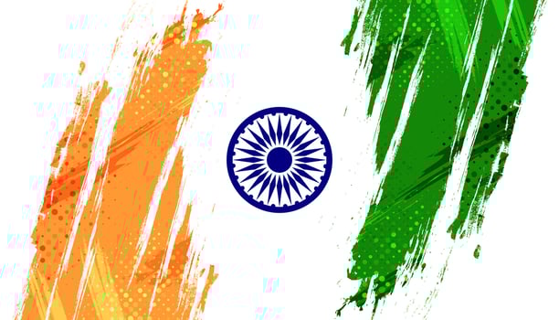 India Flag Background with Brush Style and Halftone Effect. Indian Tricolor National Flag Illustration with Grunge Concept vector