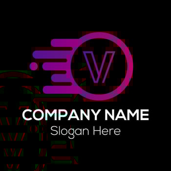 Fast Logo On Letter V Template. Fast Logo On V Letter, Initial Fast and Speed Sign Concept Template vector