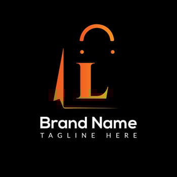 Shopping Bag Logo On Letter L Template. Shopping Bag On L Letter, Initial Shopping Bag Sign Concept Template vector
