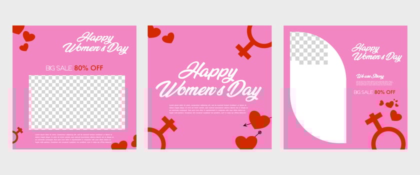 International women's day social media post template. vector