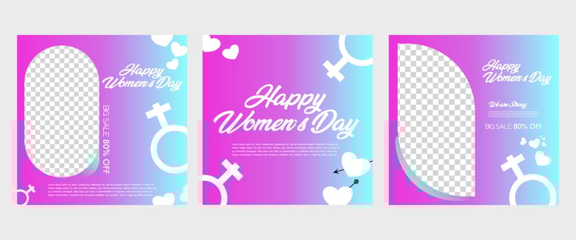 International women's day social media post template. vector
