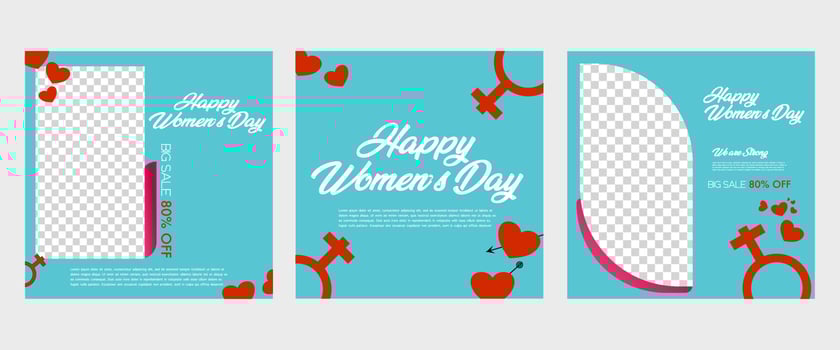 International women's day social media post template. vector