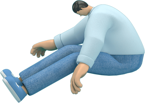 cartoon character wearing jeans and  long shirt. He is jumping. png