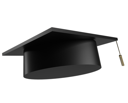 hat cap black color symbol decoration congratulation graduate high school university college diploma academic achievement learning study bachelor degree knowledge certificate award master.3d render png
