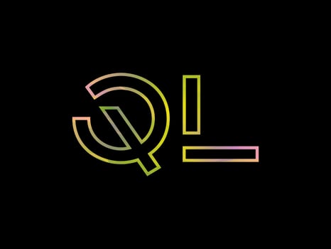 QL Letter Logo With Colorful Rainbow Texture Vector. Pro vector. vector