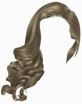 woman trendy long curly blond brownhairs wig. retro style. vector