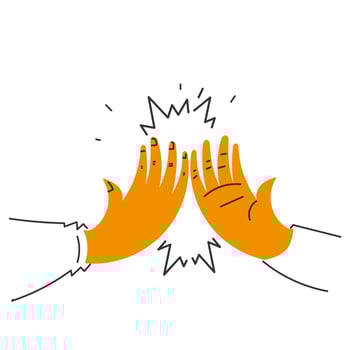 hand drawn doodle high five illustration vector