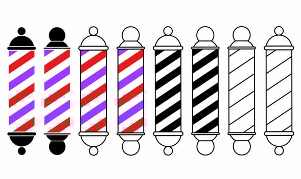 barber shop pole icon set isolated on white background vector