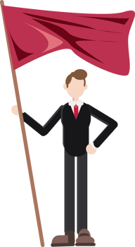 worker holding a flag, concept of success in career and occupying key position in company png