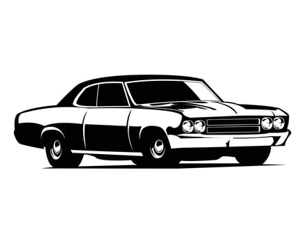1970s muscle car logo silhouette. isolated on white background side view. best for badges, emblems, icons, stickers. vector illustration available in eps 10.