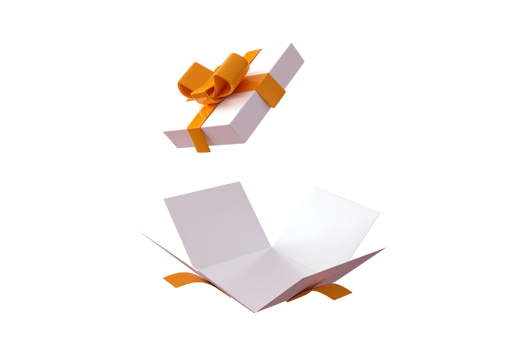 3d of opened surprise gift box mockup. 3d render illustration. png