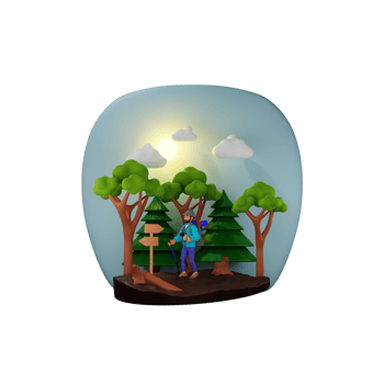 Man Going To Camping In Forest, 3D Character Illustration png