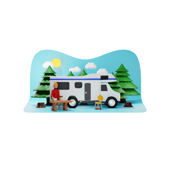 Motorhome Camping Site 3D Character Illustration png
